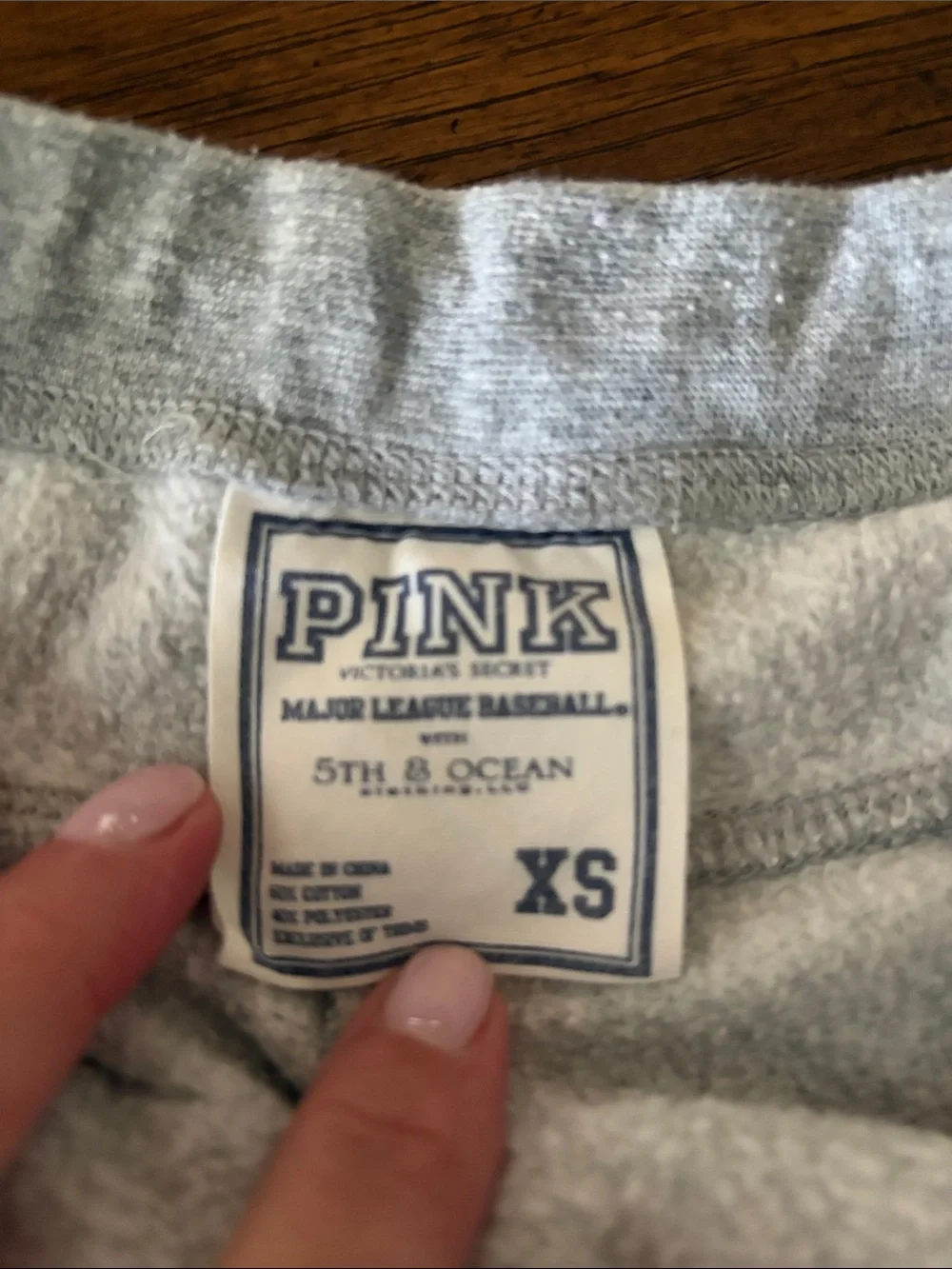 PINK Victoria's Secret Grey Sweatpants with Red & Blue Side Logo